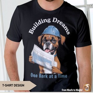 Boxer Engineer Cartoon Art Funny Dog Engineer Design Printable Digital Download Engineer Dog Lover Gift AI Art Wall Decor Mugs T-Shirts Bags