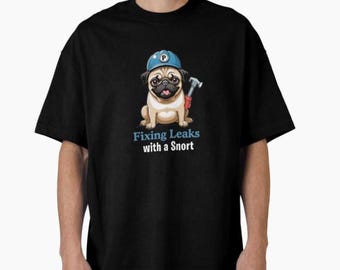 Funny Pug Plumber T-Shirt – Cartoon Dog Lover Gift (Digital Download)