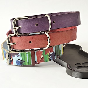 Custom Dog Collar Abstract Design Leather Material Handpainted Artistic Pattern Unique Style Statement Piece Luxury Pet Accessory Boutique Collection Fashionable Distinctive Look Elegant Refined Appearance Premium Quality Construction