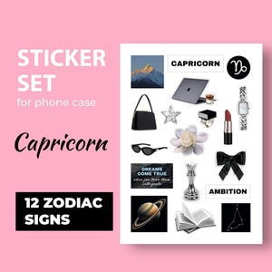 Set di adesivi 3D Capricorno per custodia del telefono Pacchetto adesivi zodiacali Adesivi estetici eleganti Adesivi Goodnotes per compleanno Capricorno