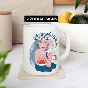 Libra Zodiac Coffee Mug Astrology Gift Ceramic Horoscope Mug for Her Libra Birthday Gift Zodiac Sign Mug Spiritual Tea Cup for Friends