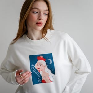 Wassermann Sternzeichen Sweatshirt spirituelle Astrologie Pullover Wassermann Geburtstagsgeschenk gemütliches Sternzeichen Rundhals alle 12 Zeichen verfügbar Horoskop Shirt