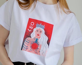 Leo Sternzeichen T-Shirt - Astrologie T-Shirt für Frauen - Spirituelle Sternzeichen Kleidung