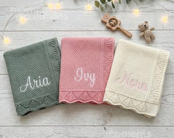 Custom Name Embroidered Baby Blanket: Personalized Newborn Blankie Keepsake Gift