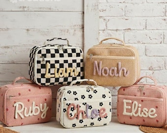 Custom Name Corduroy Lunch Bag: Personalized Kids School Bag