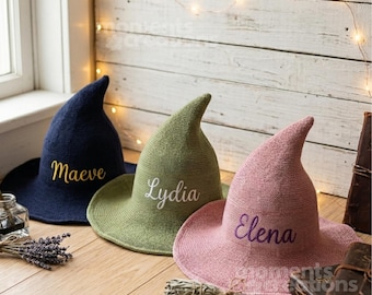 Custom Embroidered Witch Hat: Knit Halloween Costume, Cosplay, Party