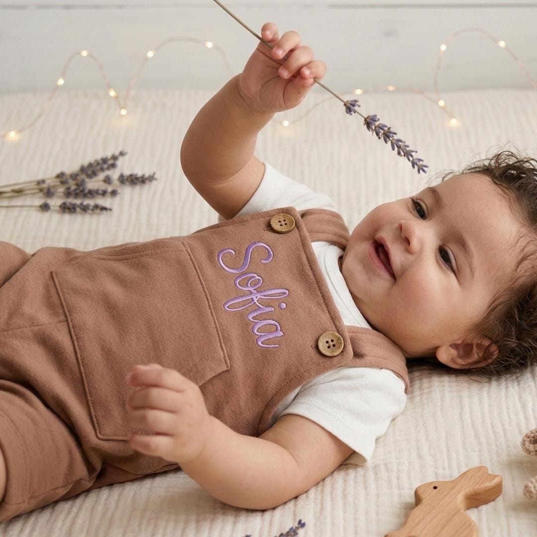 Personalized Baby Overalls : Custom Embroidered Name Romper | Organic ...
