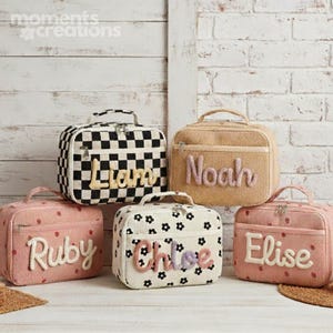 Personalized Corduroy Kids Lunch Bag | Insulated Custom Name Tote image 3