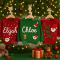 Custom Name Hand-Embroidered Baby Christmas Sweater: Personalized Holiday Keepsake Jumper for Kids & Babies