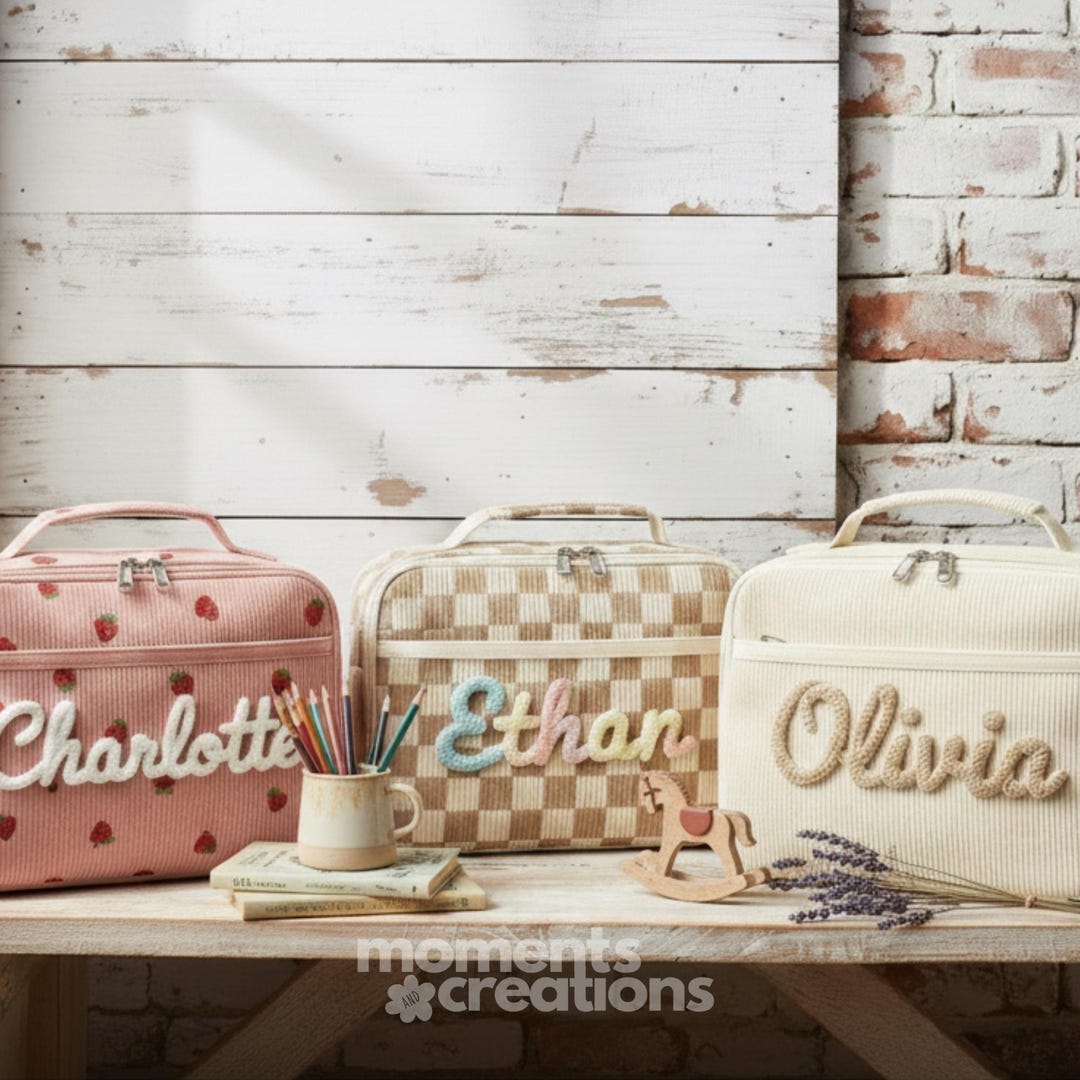 Personalized Corduroy Kids Lunch Bag | Insulated Custom Name Tote - Etsy