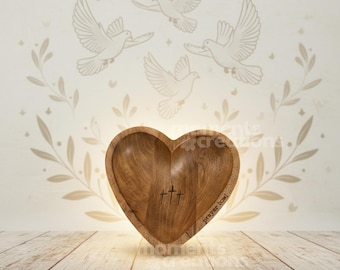 Custom Message Wooden Heart Prayer Bowl: Handcrafted Personalized Wooden Gift