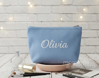 Individuell gestickte Name Cord Make-up-Tasche | Personalisierte Kosmetiktasche