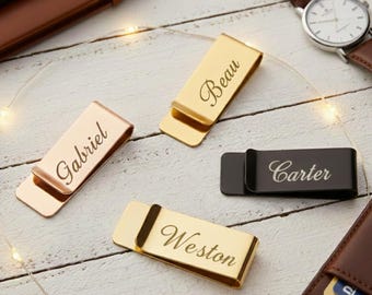 Personalisierte Edelstahl Geldklammer & Krawattenklammer: Spiegel oder gebürstet