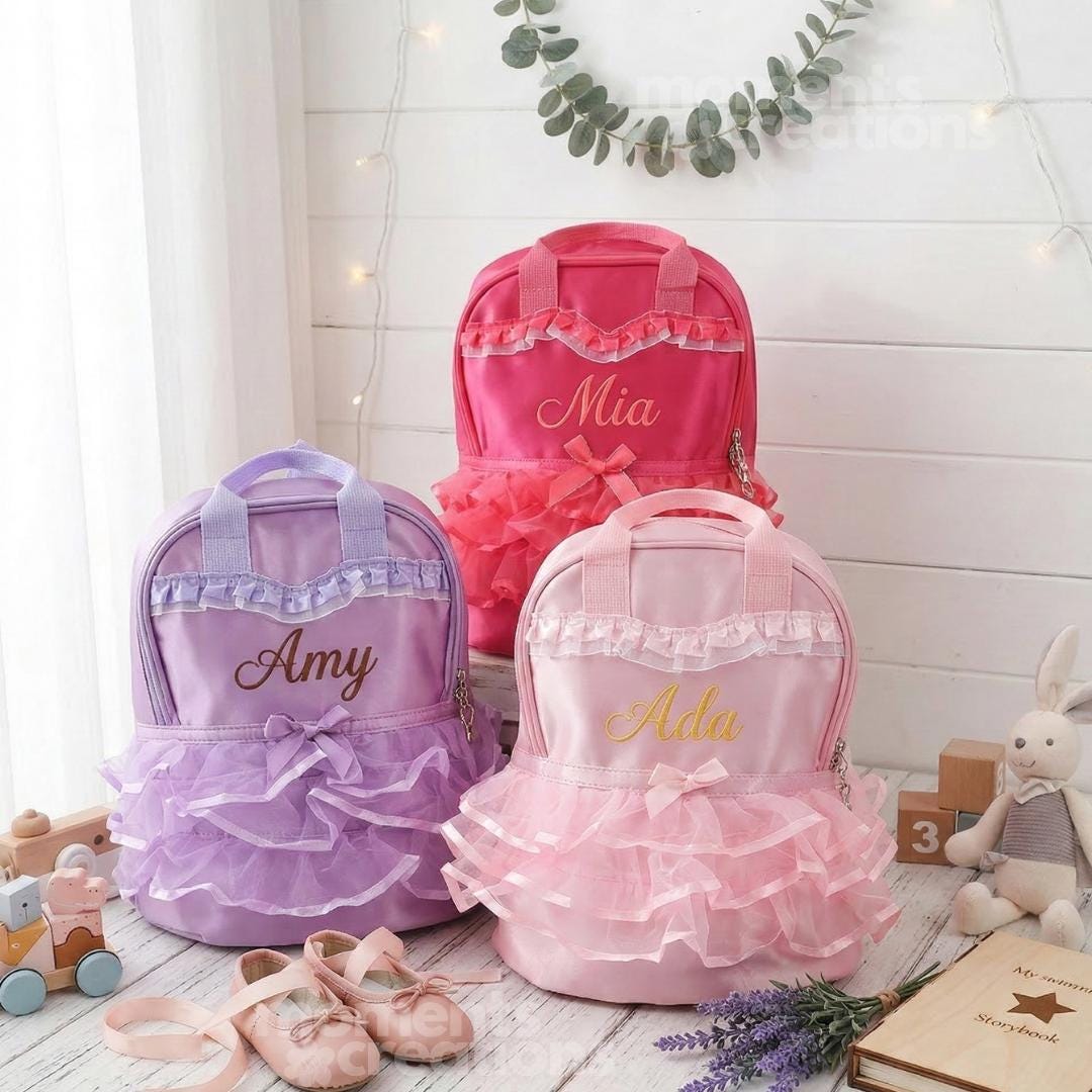 Embroidered Name Dance Backpack: Girls Ballet Bag With Ruffle Tutu for ...