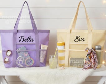 Custom Mesh Tote Bag: Personalized Name Beach or Pool Bag