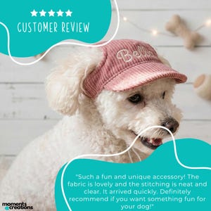 Custom Embroidered Dog Hat: Personalized Corduroy Baseball Cap with Ear Holes image 10