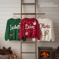 Custom Name Hand-Embroidered Baby Christmas Sweater: Personalized Holiday Keepsake Jumper for Kids & Babies