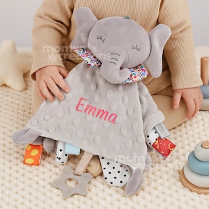 Personalized Embroidered Baby Security Blanket - Plush Animal Comfort Toy