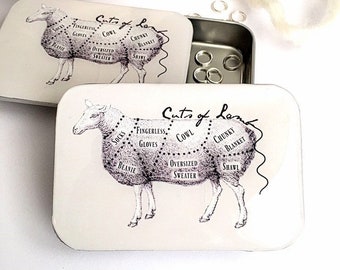 Cuts of lamb knitting notions tin, crochet notions (030)