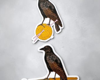 Crow Knitting & Crochet Vinyl Stickers