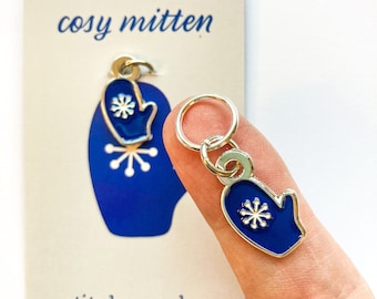 Mitten stitch marker or progress keeper for knitting or crochet