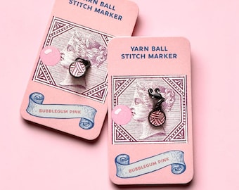 Bubblegum Pink Yarn Ball Stitch Marker – Enamel Knitting Marker