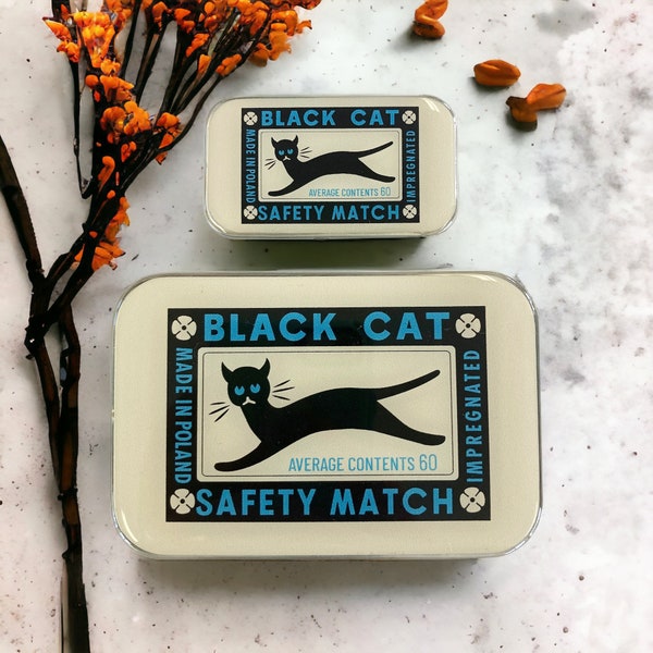 SMALL Black cat stitch marker tin