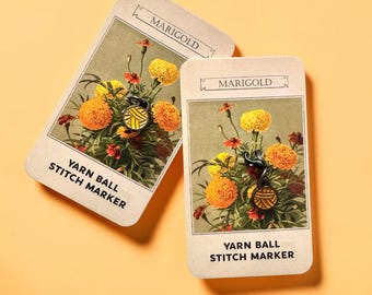 Marigold Yarn Ball Stitch Marker single– Enamel Knitting Marker