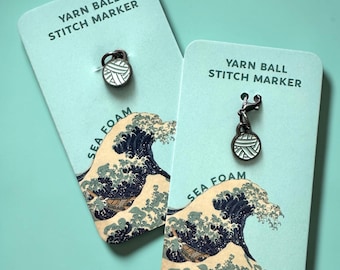 Seafoam Yarn Ball Stitch Marker single – Enamel Knitting Markers