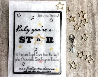 Stars stitch marker pack, tiny and lightweight