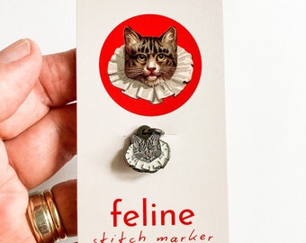 Feline stitch marker single, Custom Firefly Notes stitch marker