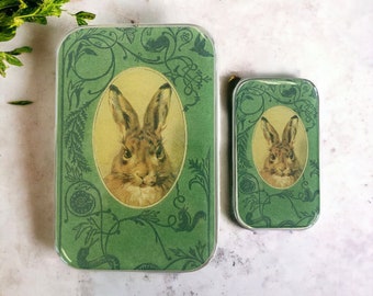 LARGE Bunny notions tin, stitch marker tin