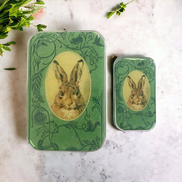 SMALL Bunny notions tin, stitch marker tin