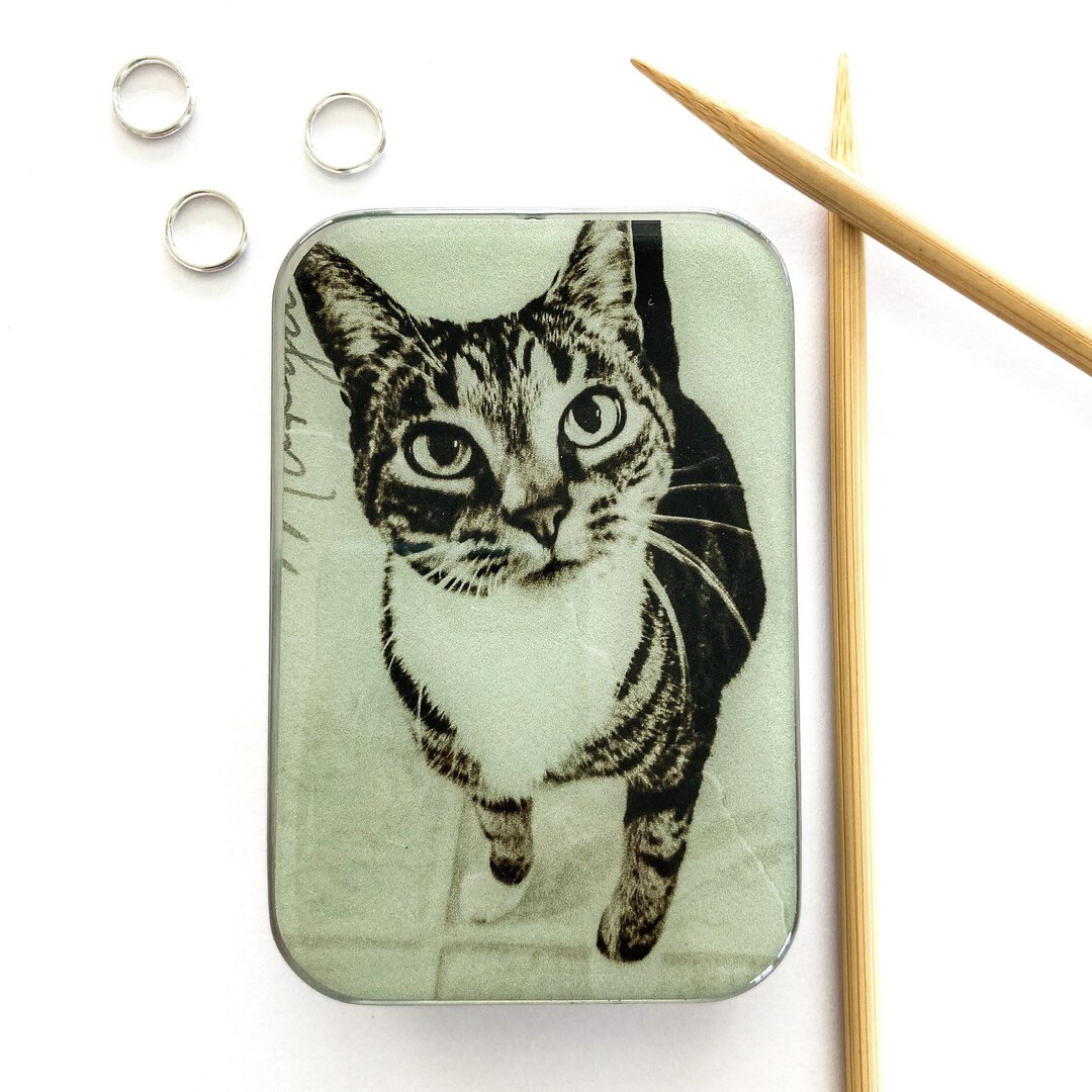 Cat Knitting Notions Tin LARGE Card Case 026 Etsy