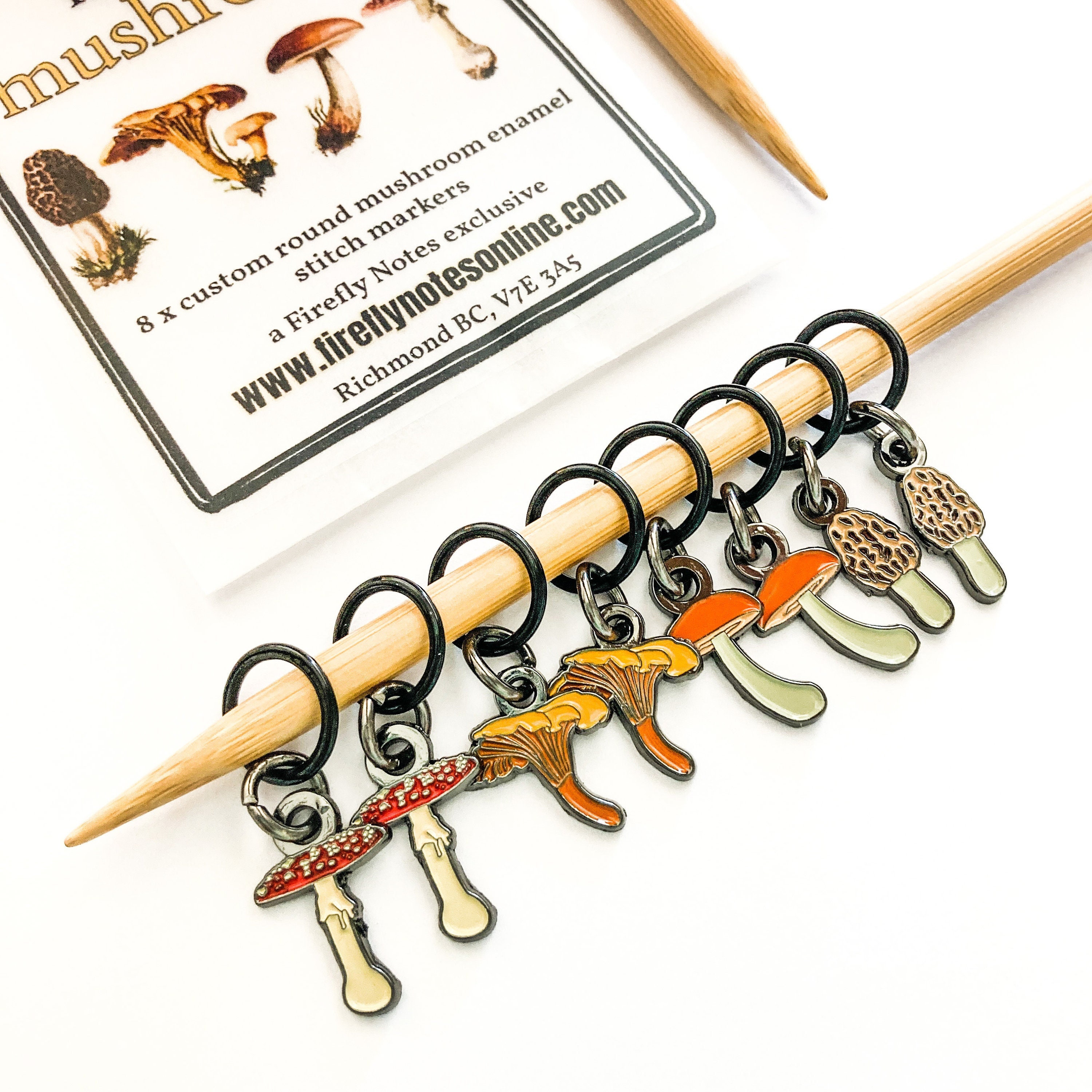 Makers Mushrooms Stitch Markers, Exclusive Custom Firefly Notes Enamel Stitch  Markers 