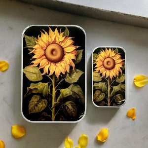 Lata de marcadores de punto de girasol: Artículos florales vintage (pequeños)