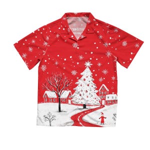 Camicia hawaiana di Natale, Camicia hawaiana di Natale, Camicia con bottoni, Camicia hawaiana divertente, Camicia hawaiana da donna, Camicia hawaiana personalizzata