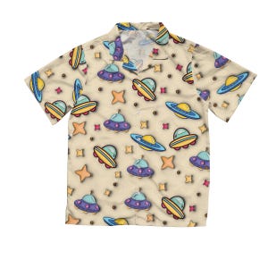 UFO - Aliens Designs Hawaiian Shirt, Hawaiian Shirt, UFO Graphic Hawaiian Shirt, UFO Art, Aliens Shirt, Button Shirt, Gift For Him, Her