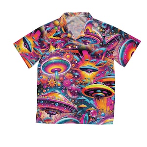 UFO - Aliens Designs Hawaiihemd, Hawaiihemd, Knopfhemd, UFO Hemd, Galaxie Raum Hemd, Alien Hemd, UFO Kunst, Geschenk für Sie, Ihn