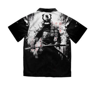 Japanese Samurai Warrior Hawaiian Shirt, Japanese Art Shirt, Dark Samurai Art Shirt, Japanese Streetwear, Vintage Japanese Hawaiian Shirt