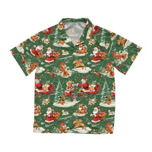 Camicia hawaiana di Babbo Natale per uomo e donna, camicia hawaiana di Natale, camicia hawaiana natalizia, camicia hawaiana divertente, camicia hawaiana audace, magliette con bottoni