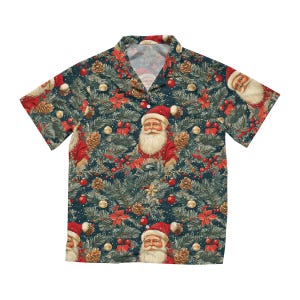 Camicia hawaiana di Babbo Natale, Camicia hawaiana di Natale, Camicia hawaiana di Natale, Camicia hawaiana divertente, Camicia hawaiana di Natale tropicale