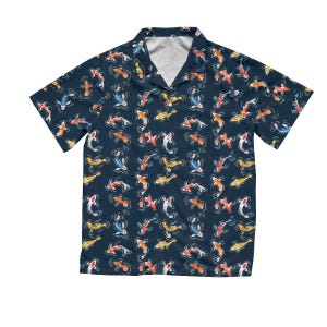 Japanese Koi Fish Art Hawaiian Shirt, Koi Fish Shirt Koi Fish Painting, Blossoms Shirt, Japanese Art Shirt, Koi Art Japanese Koi Style
