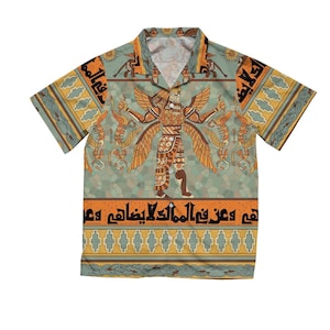 Camicia hawaiana con arte mediorientale, camicia hawaiana, camicia per le vacanze, camicia da festa, stile hawaiano, camicia estiva, regalo per papà, marito