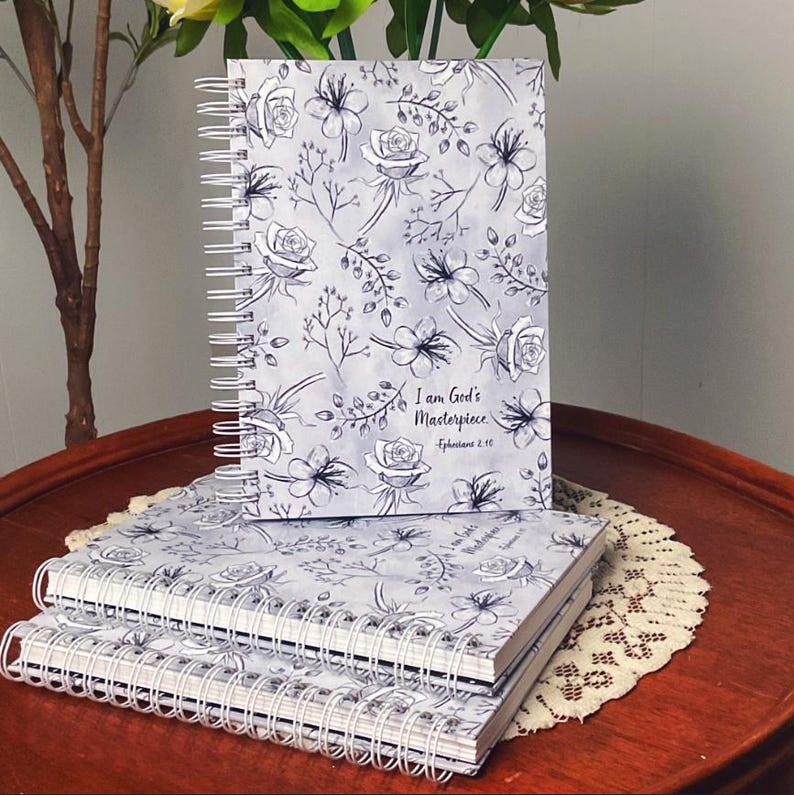 Illustrated Bible Verse Spiral Notebook | Christian Prayer Journal for ...