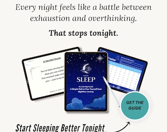 Guide Nuit calme | Journal du sommeil et cahier d'exercices sur l'anxiété (téléchargement numérique)