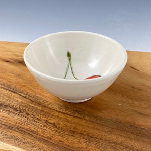 Small porcelain bowl hand painted with cherries image 6