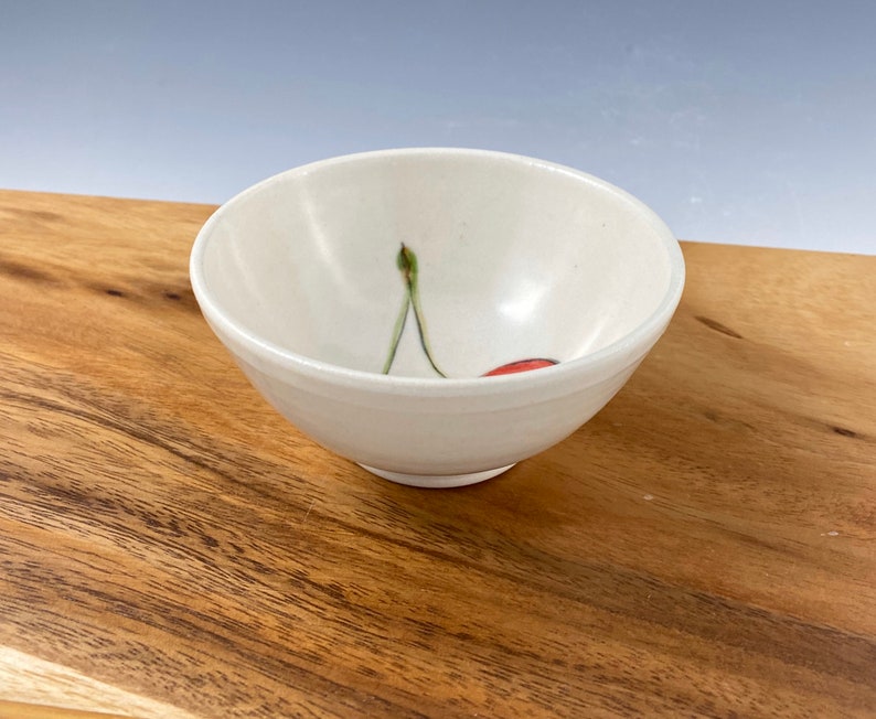 Small porcelain bowl hand painted with cherries image 6