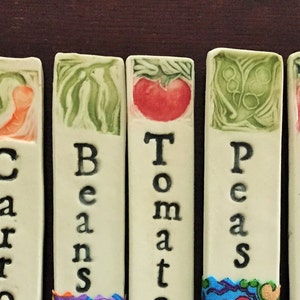 Set di 6 marcatori per orto / paletti da giardino in ceramica / marcatori per piante vegetali in porcellana immagine 5