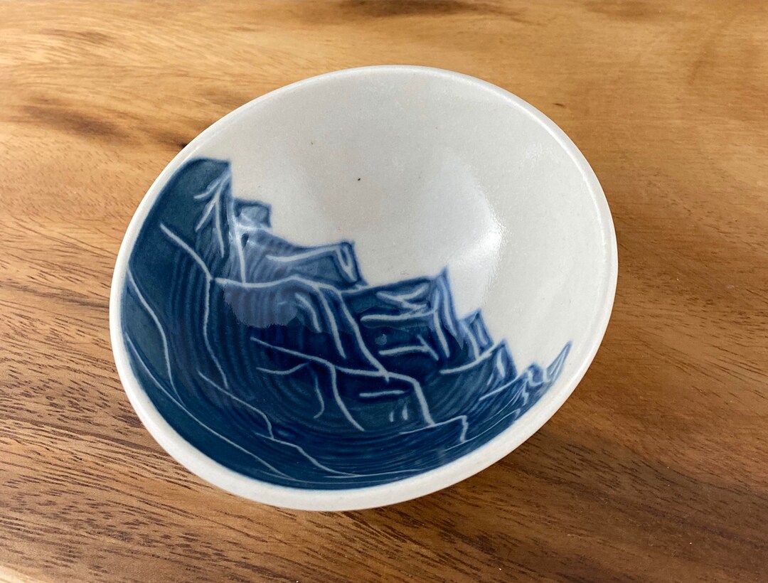 Small Pottery Bowl, Prep Bowl, Hand Thrown and Hand Painted in Mountain